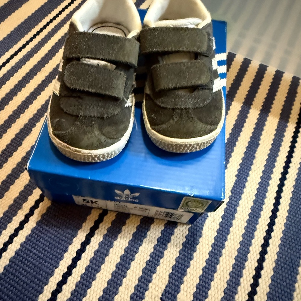 Adidas Kids Black and White Velcro Sneakers
